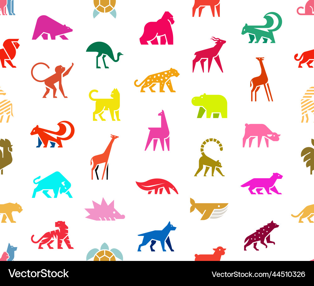 Seamless pattern with animals logos Royalty Free Vector