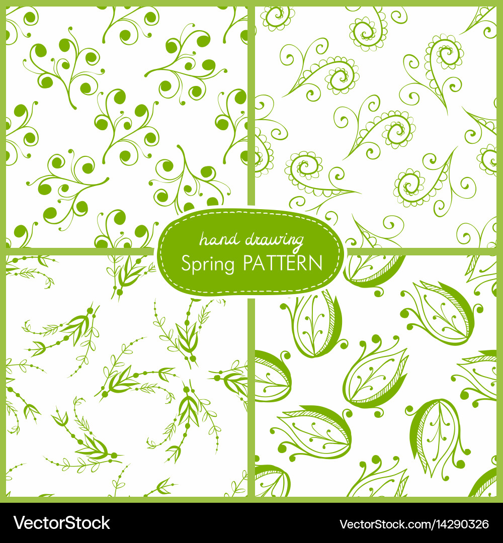 Set seamless pattern with leaves Royalty Free Vector Image