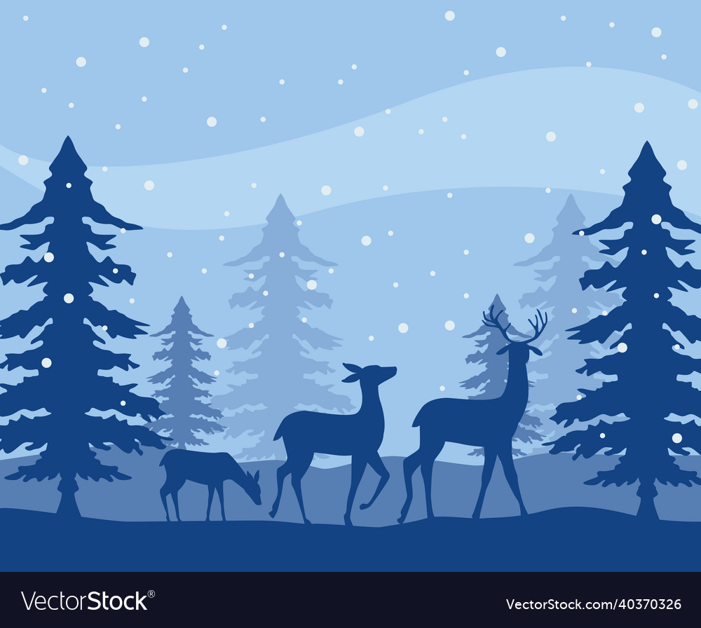 Winter snowscape scene Royalty Free Vector Image