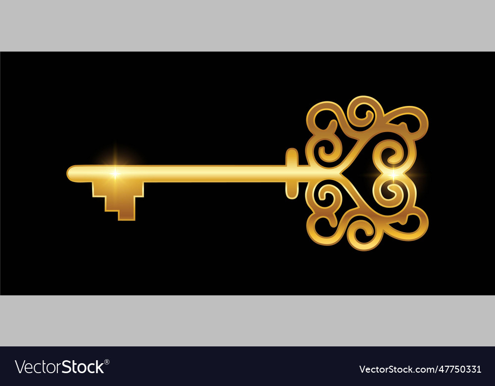 Golden key logo Royalty Free Vector Image - VectorStock