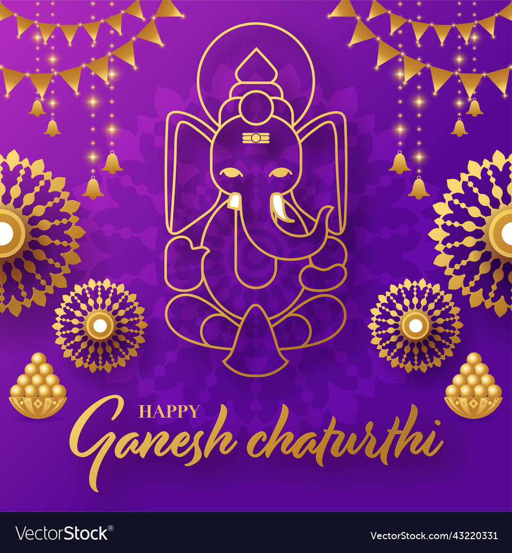 Happy ganesh chaturthi greetings festival Vector Image