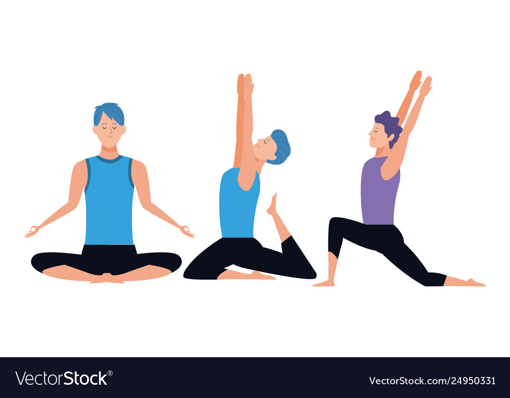 Men yoga poses Royalty Free Vector Image - VectorStock