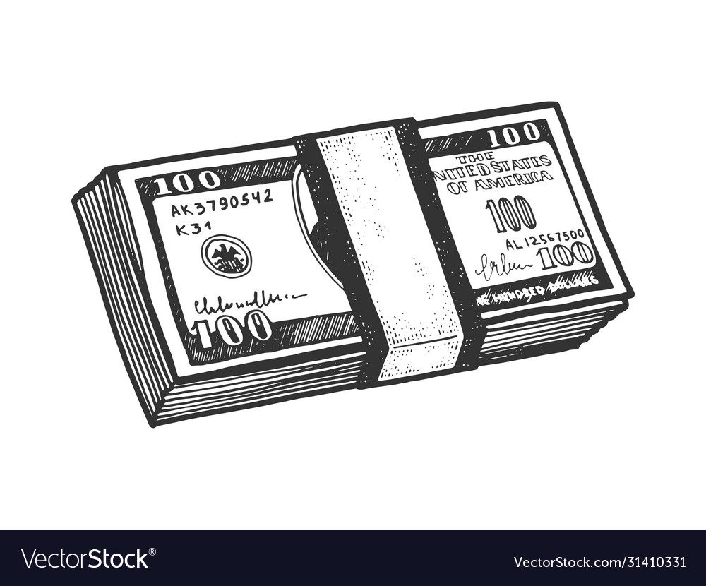 Pack dollars sketch Royalty Free Vector Image - VectorStock