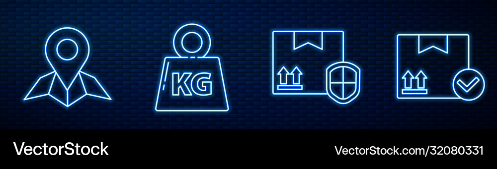 Set line delivery pack security with shield Vector Image