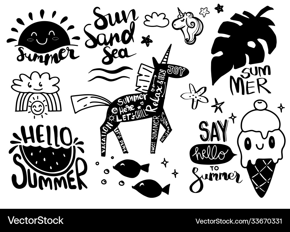 Set summer icons and design elements Royalty Free Vector
