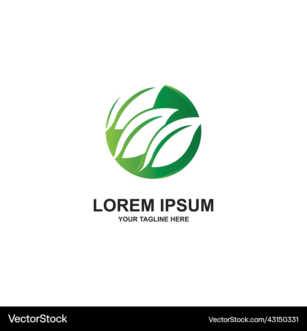Simple green leaf icon logo Royalty Free Vector Image