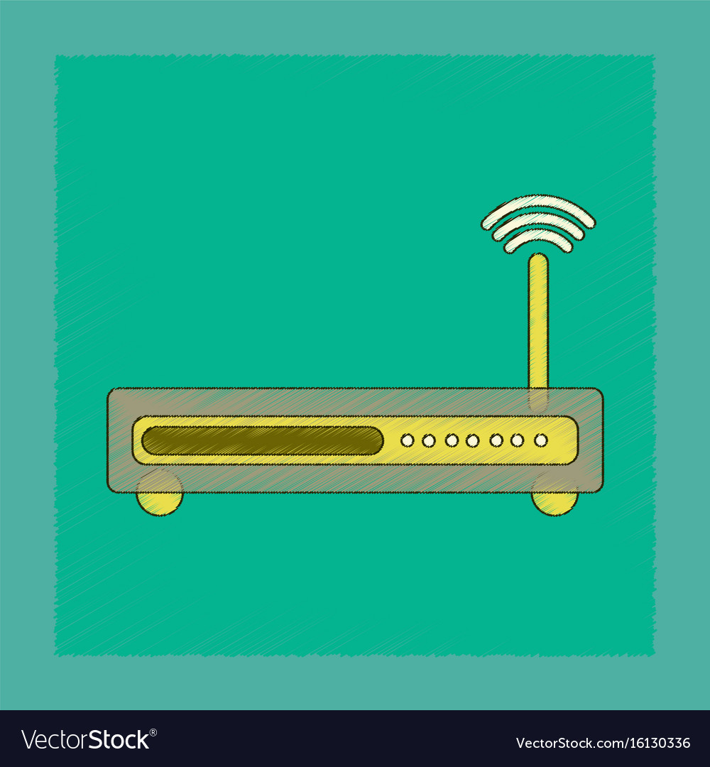 Flat shading style icon wi fi modem Royalty Free Vector