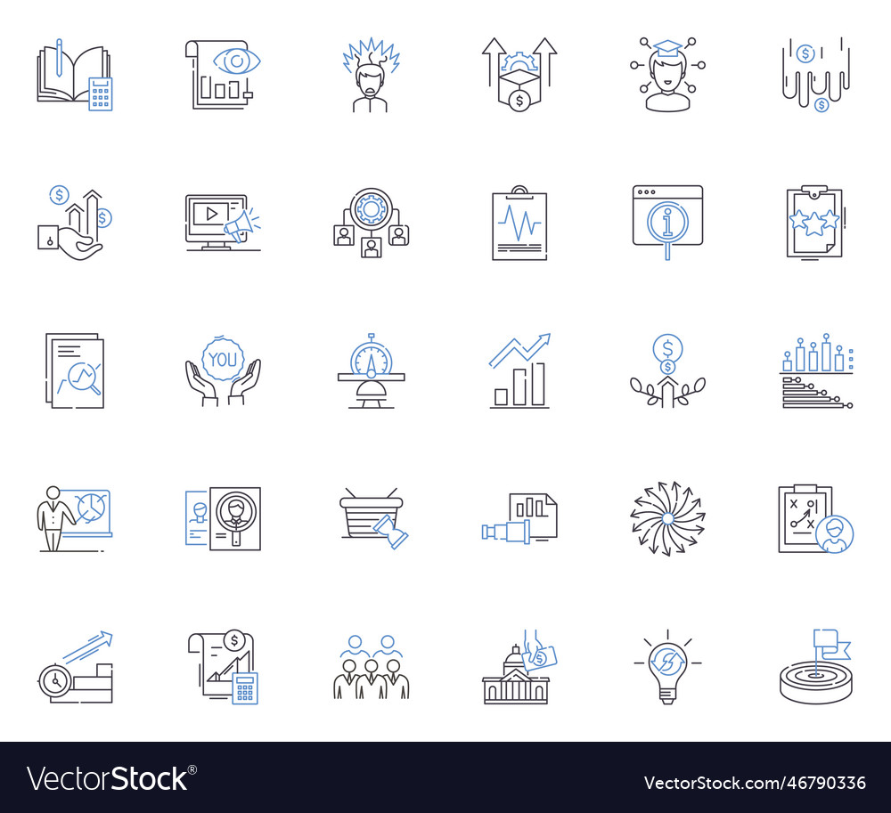 Internet media line icons collection blogging Vector Image