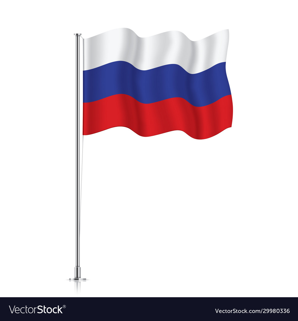 Russia Flag On A Metallic Pole Royalty Free Vector Image