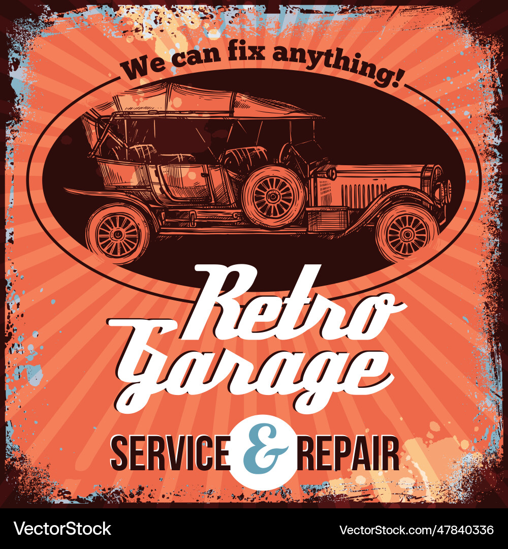 Vintage car service design car service Royalty Free Vector