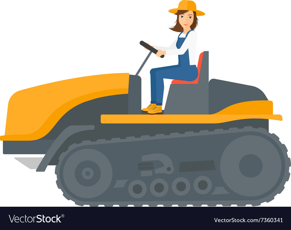 Farmer driving caterpillar tractor Royalty Free Vector Image
