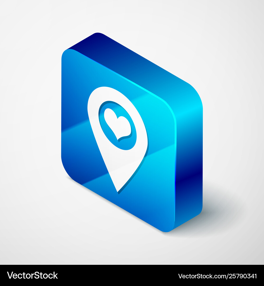 Isometric map pointer with heart icon isolated Vector Image
