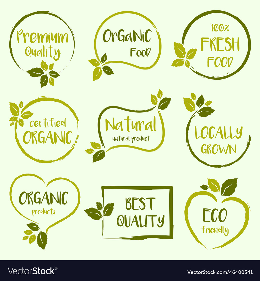 Organic food natural food and healthy logos Vector Image