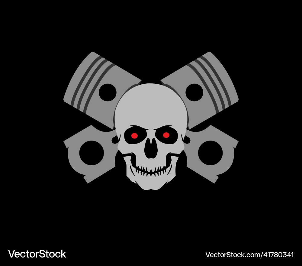 Skull with crossed pistons logo design template Vector Image