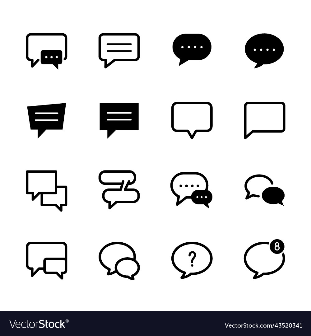 Speech Bubbles Icons With White Background Vector Image 9664