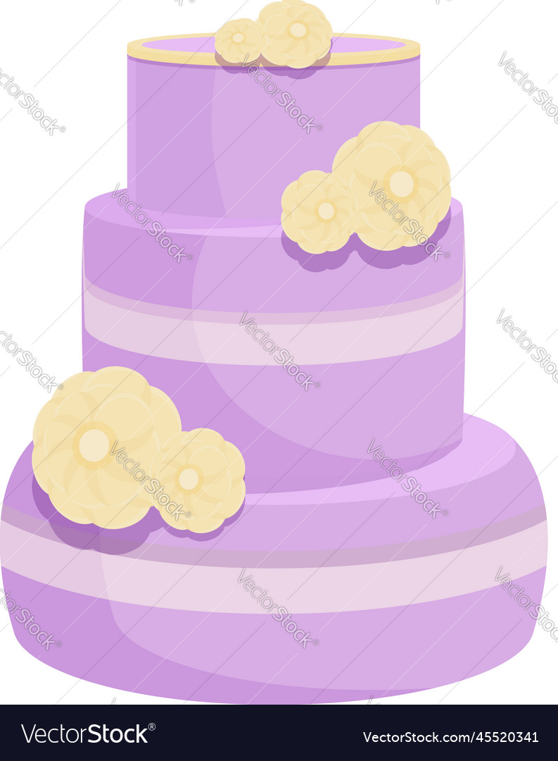 Violet Wedding Cake Icon Cartoon Cream Royalty Free Vector