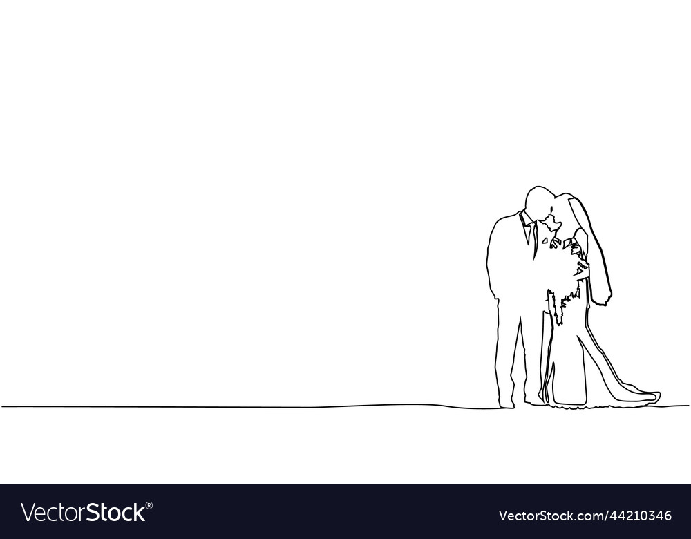 Abstract line art couple wedding silhouette Vector Image