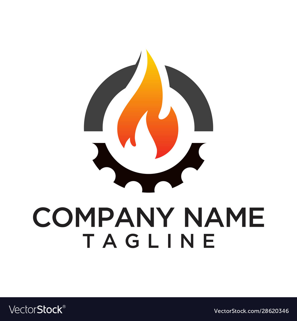 Fire and gear logo template Royalty Free Vector Image