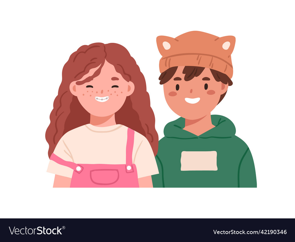 Happy Smiling Kids Girl And Boy Cute Children Vector Image