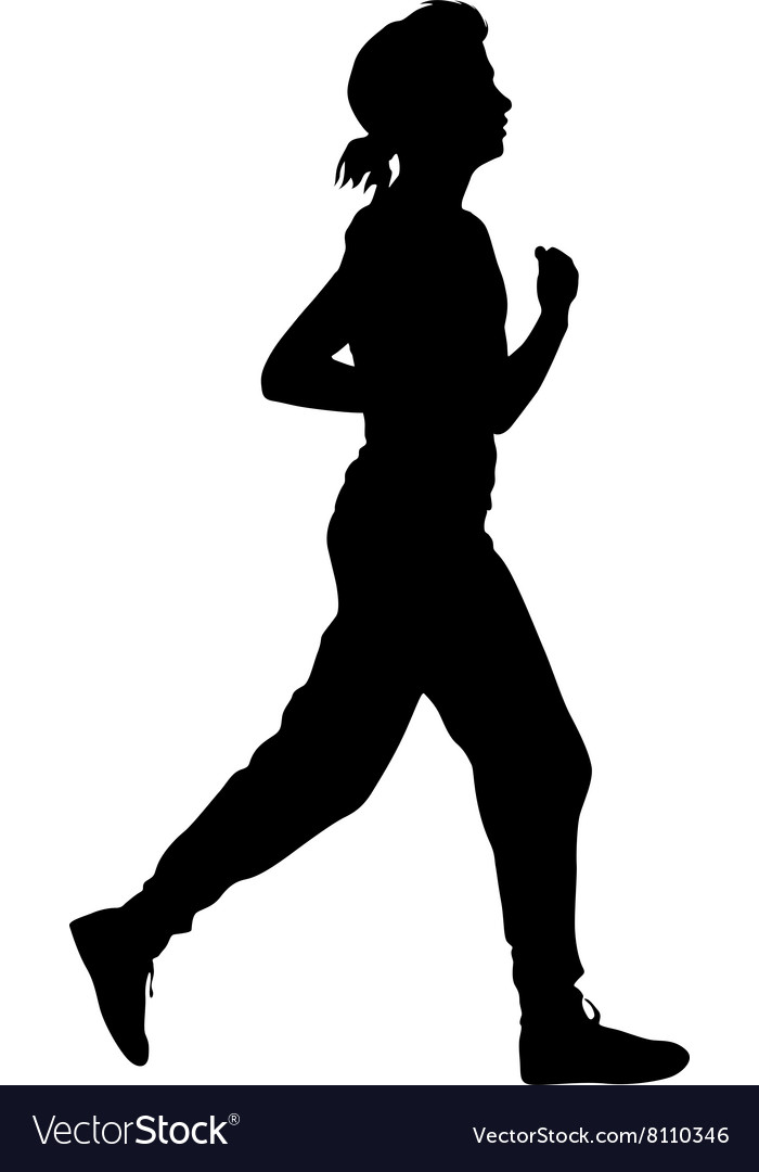 Silhouettes runners on sprint women Royalty Free Vector