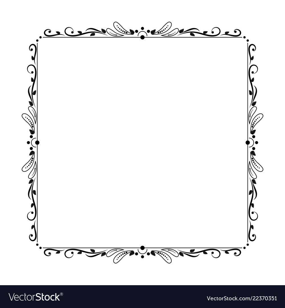 Elegant Vintage Contour Frame With Petals Circles Vector Image