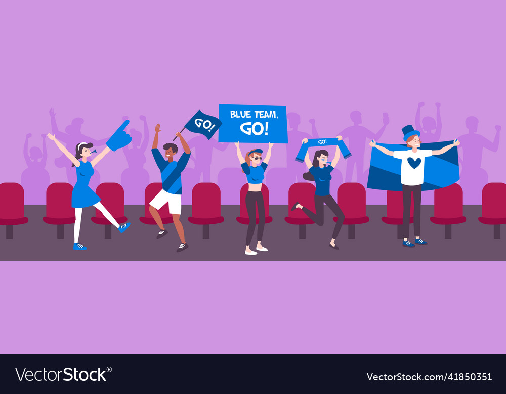 Football fans flat composition Royalty Free Vector Image