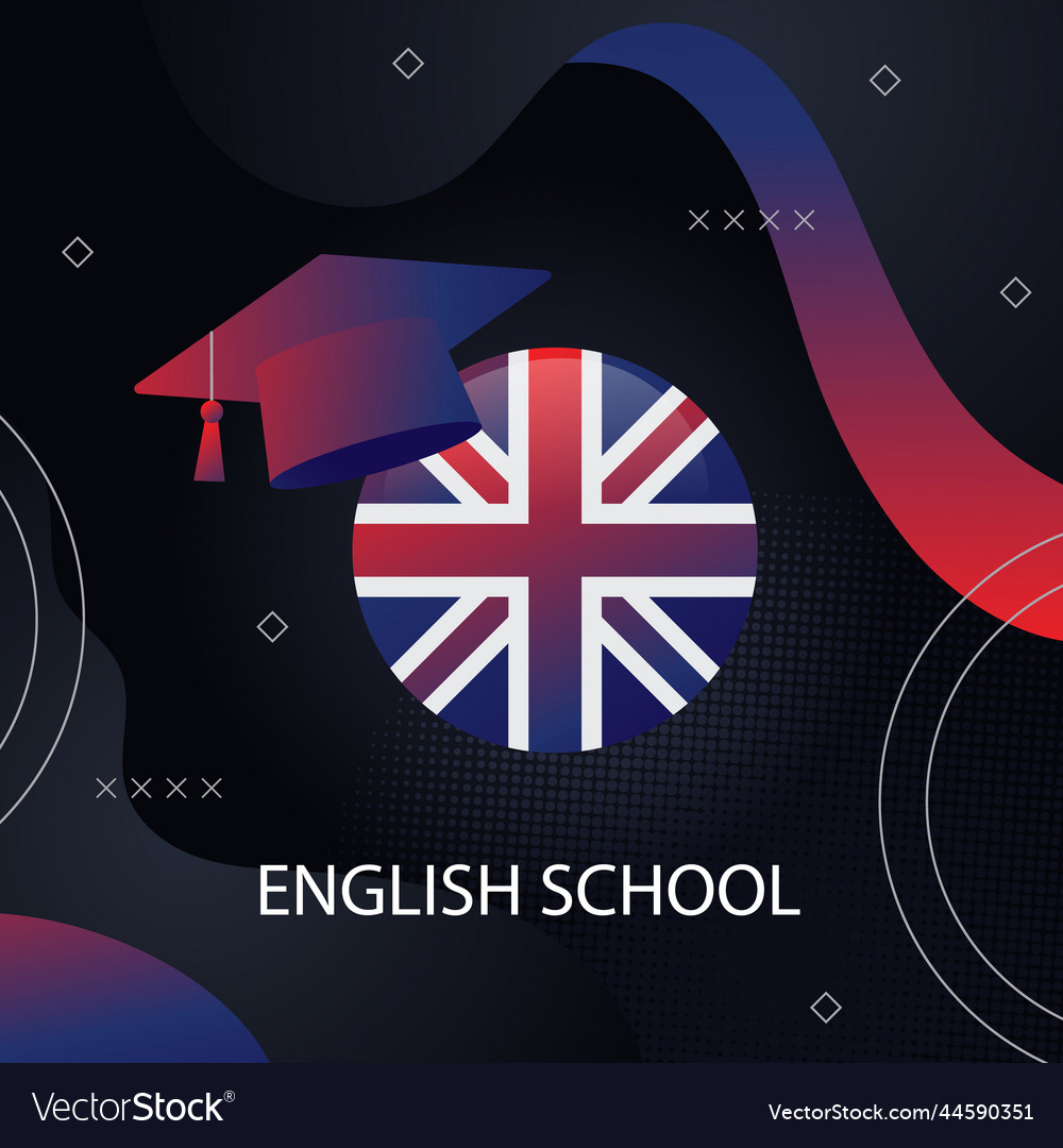 Gradient english school post set Royalty Free Vector Image