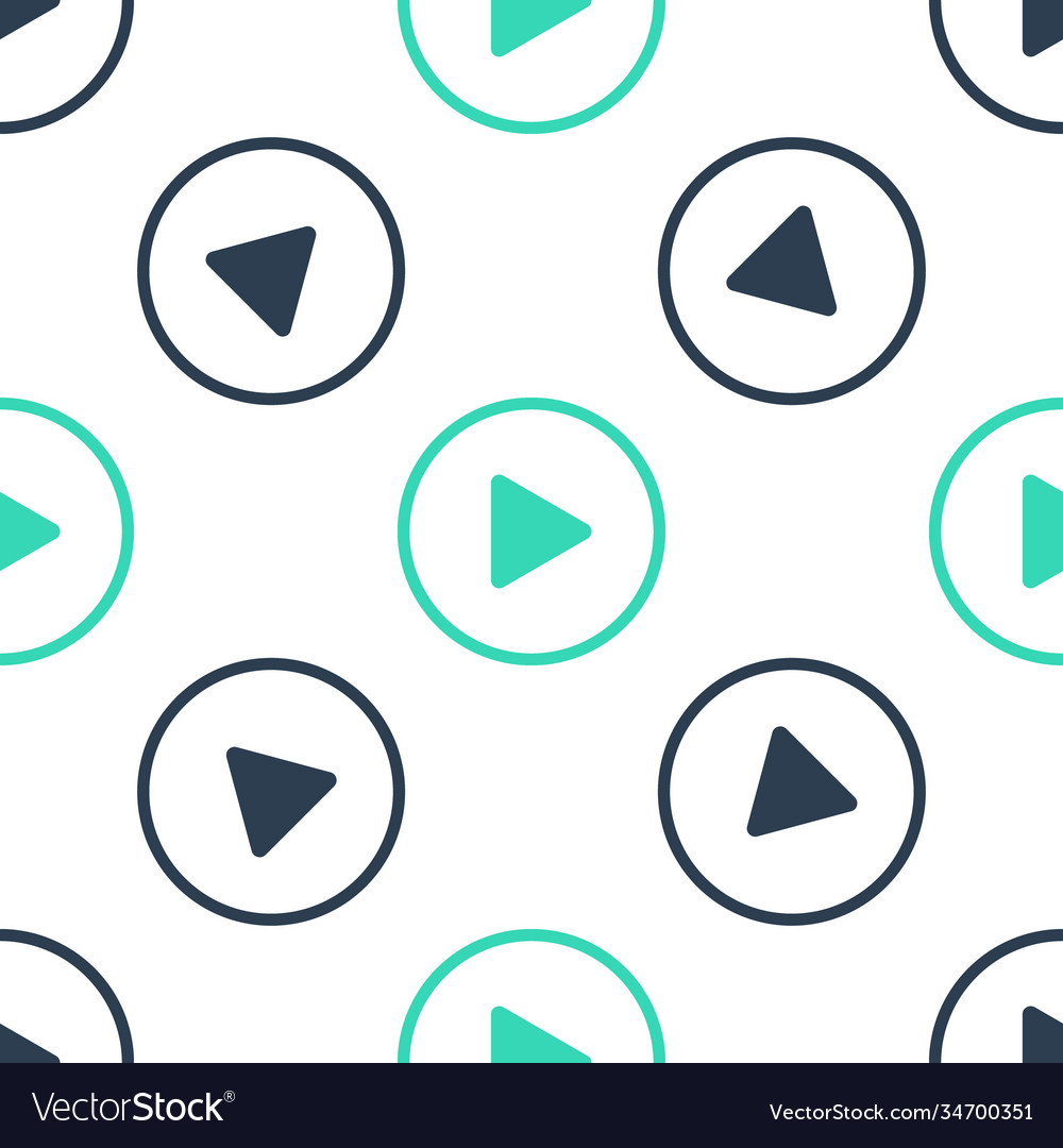 Green play icon isolated seamless pattern on white