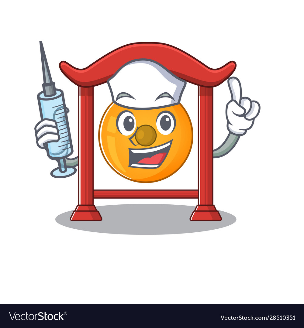 Hospitable cute nurse chinese gong scroll cartoon Vector Image