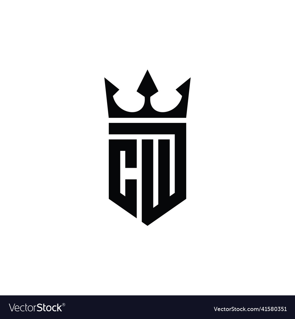 Letter logo cw or wc with crown icon Royalty Free Vector