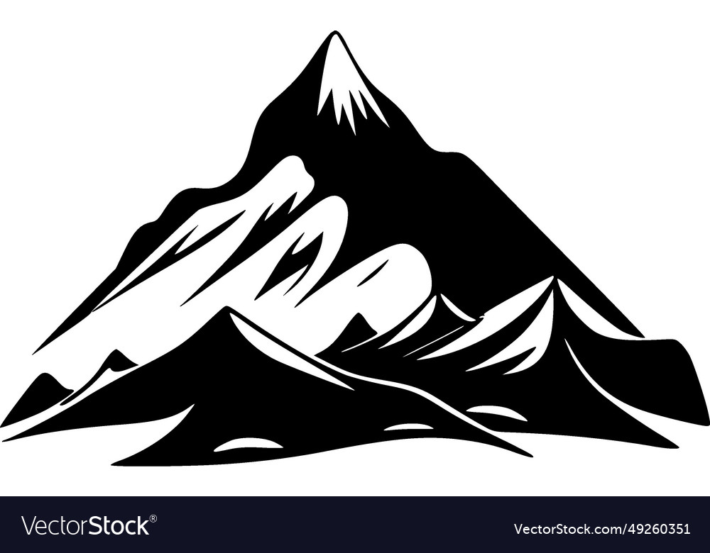 Mountain - black and white Royalty Free Vector Image