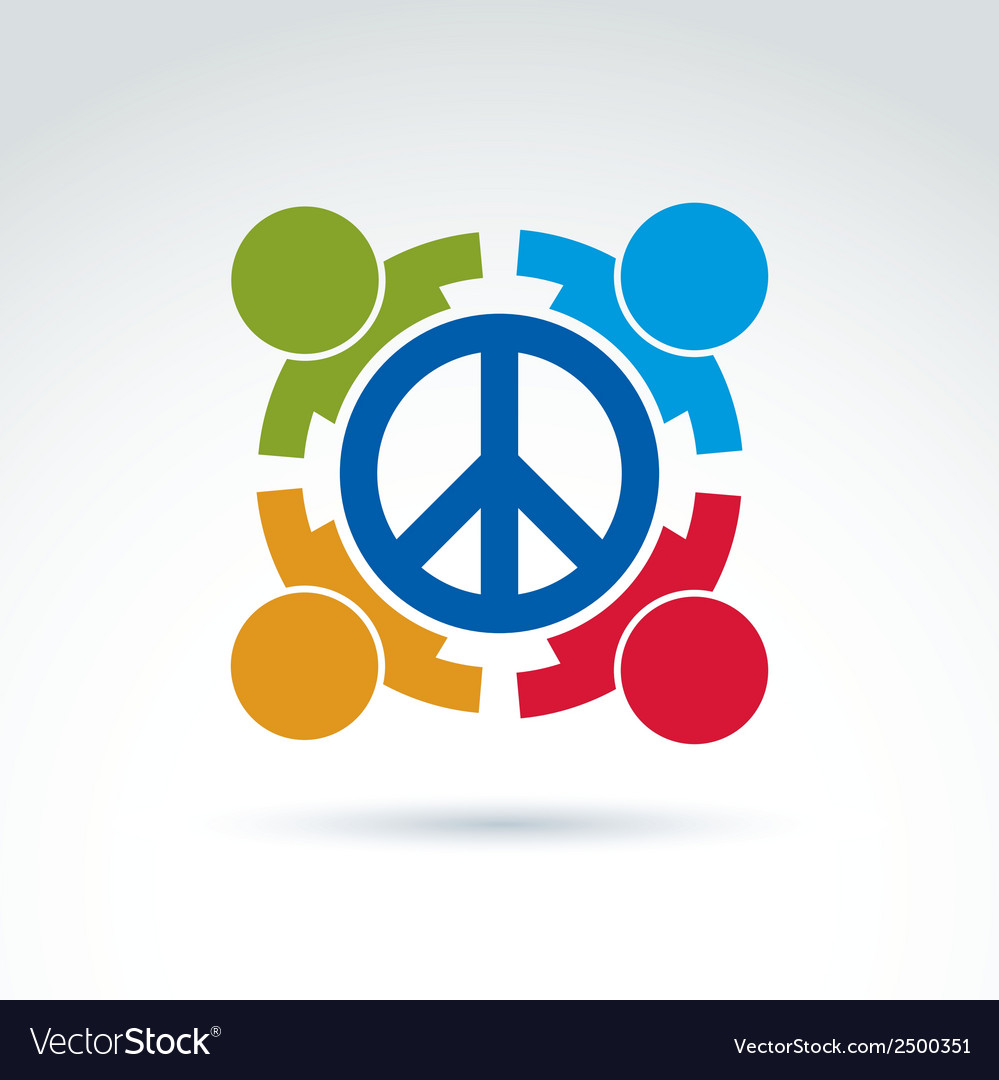 Round Antiwar Icon No War Symbol People Of All Vector Image