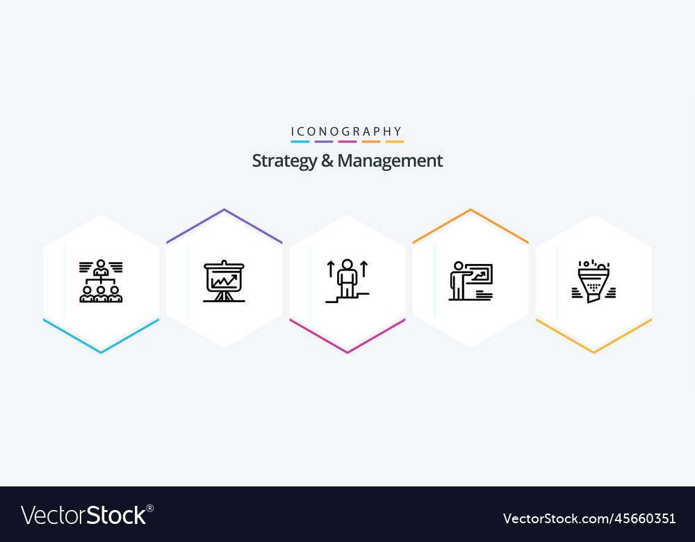 Strategy and management 25 line icon pack Vector Image