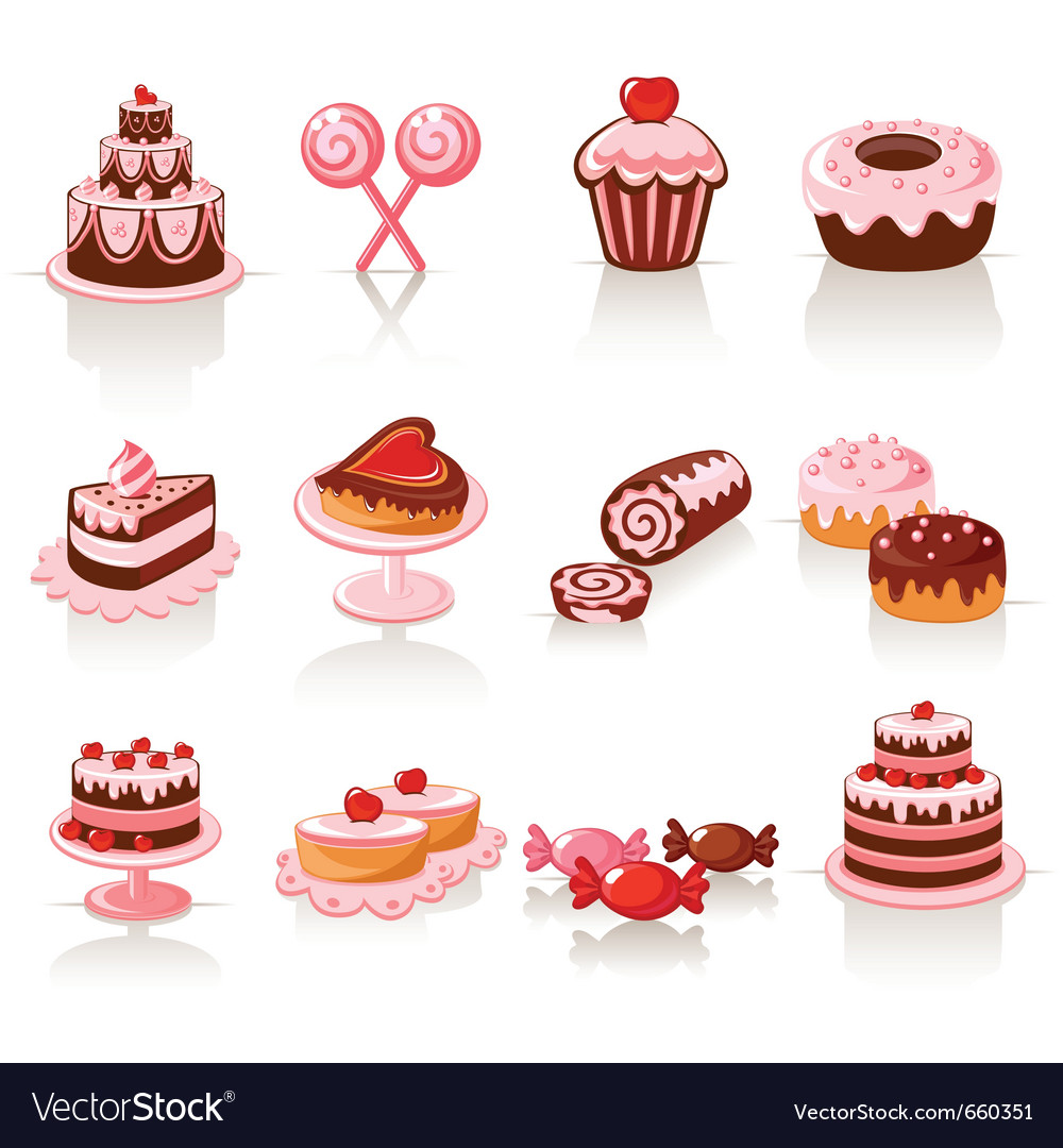 Sweet pastry icons Royalty Free Vector Image - VectorStock