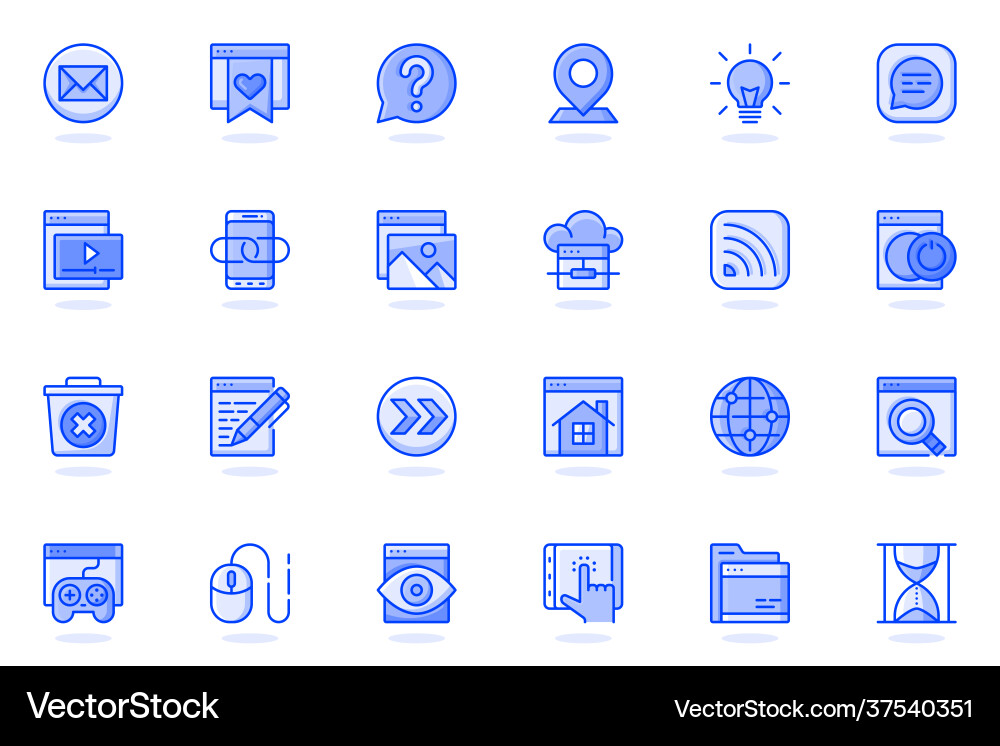 Website ui web flat line icon bundle outline Vector Image