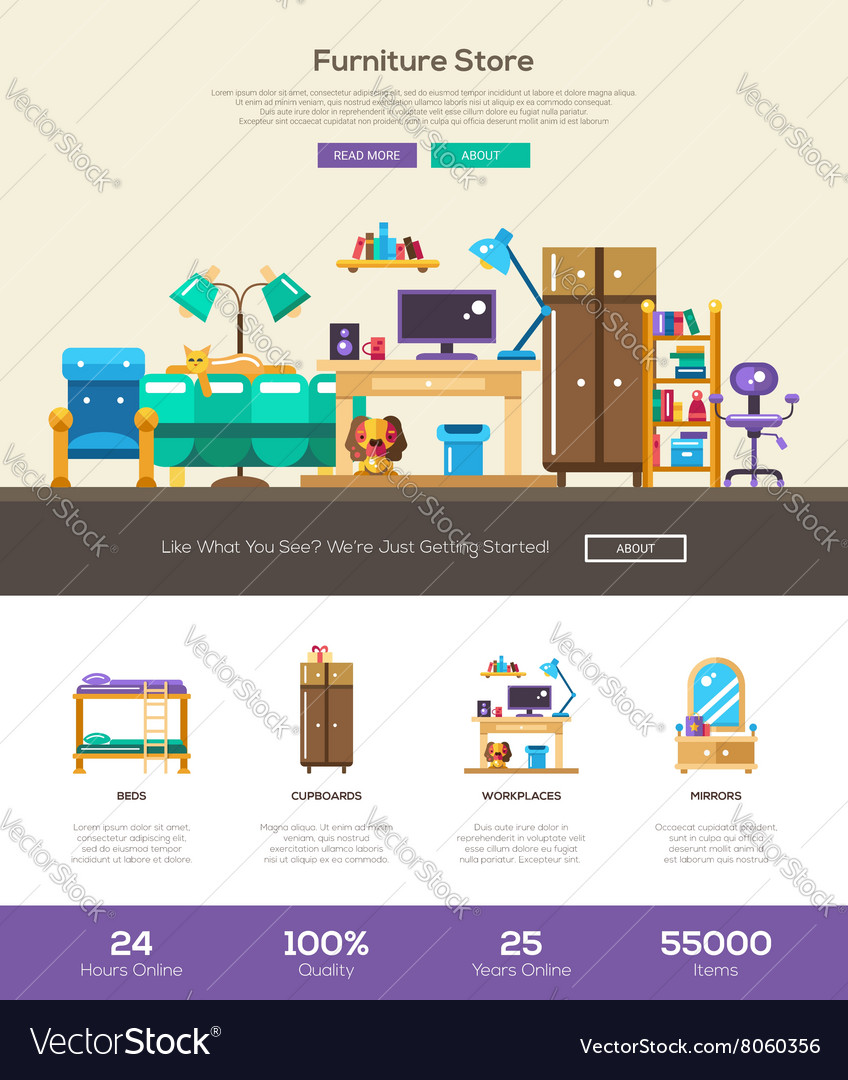 House Interior Store Website Header Banner With Vector Image