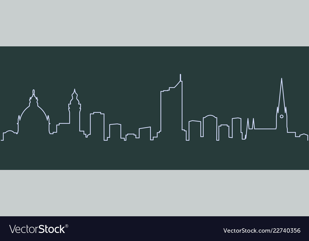 Leipzig single line skyline Royalty Free Vector Image