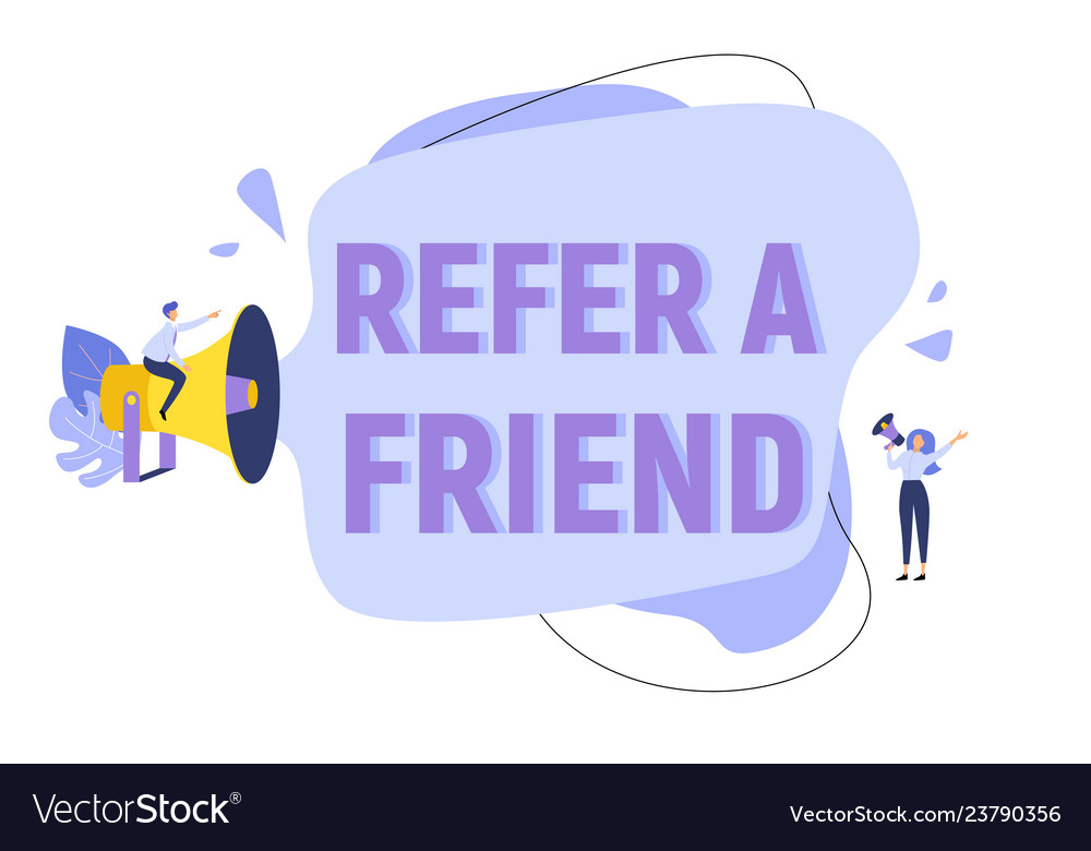 Refer A Friend Text Concept Background With People