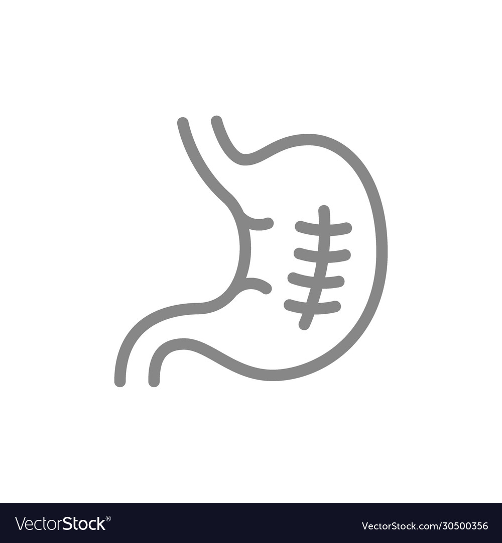 Scar on stomach line icon stomach surgery sleeve Vector Image