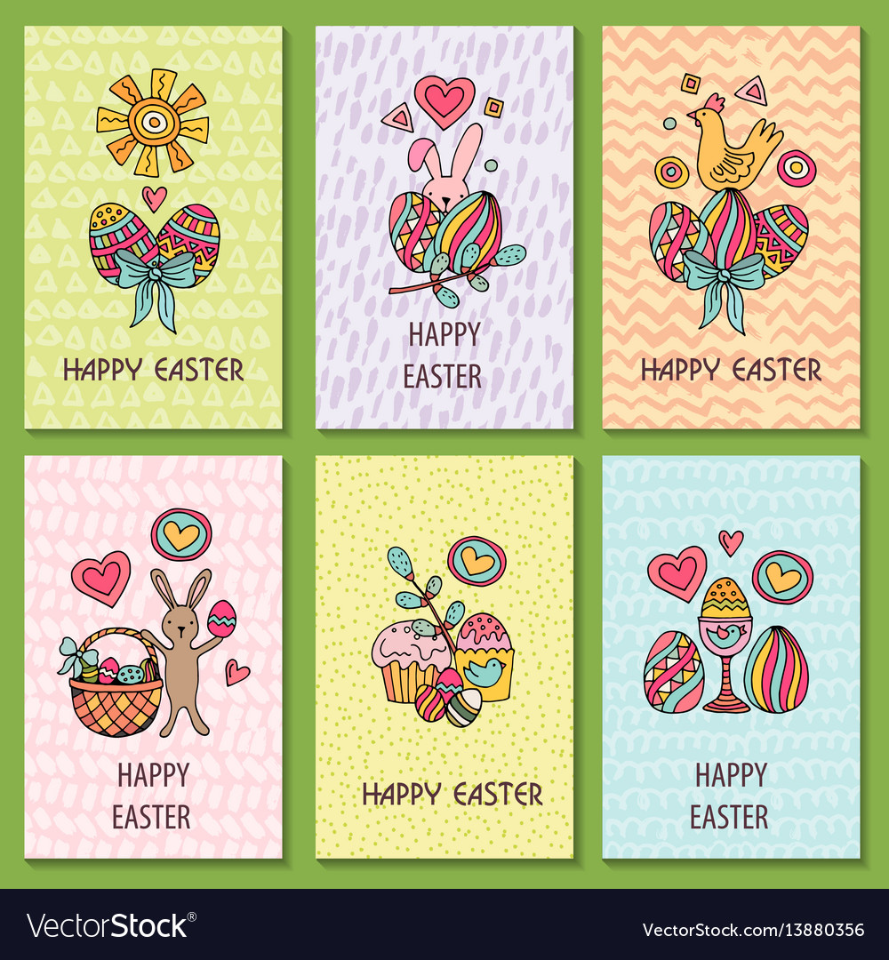 Set of cards for congratulations on easter Vector Image