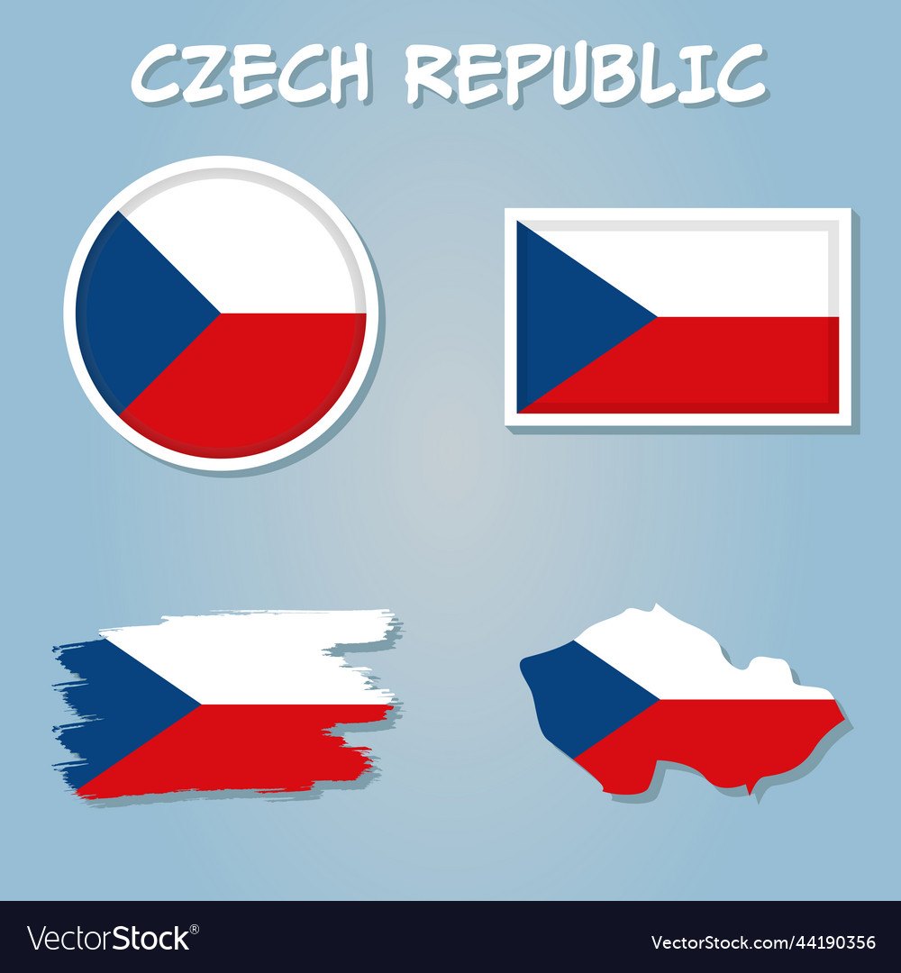 Shape Map And Flag Of Czech Republic Country Vector Image