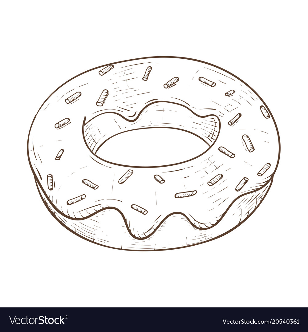 Donut Outline Drawing Royalty Free Vector Image In the doughnut tutorial i'm going to try and explain the logics of drawing any material in the world. vectorstock