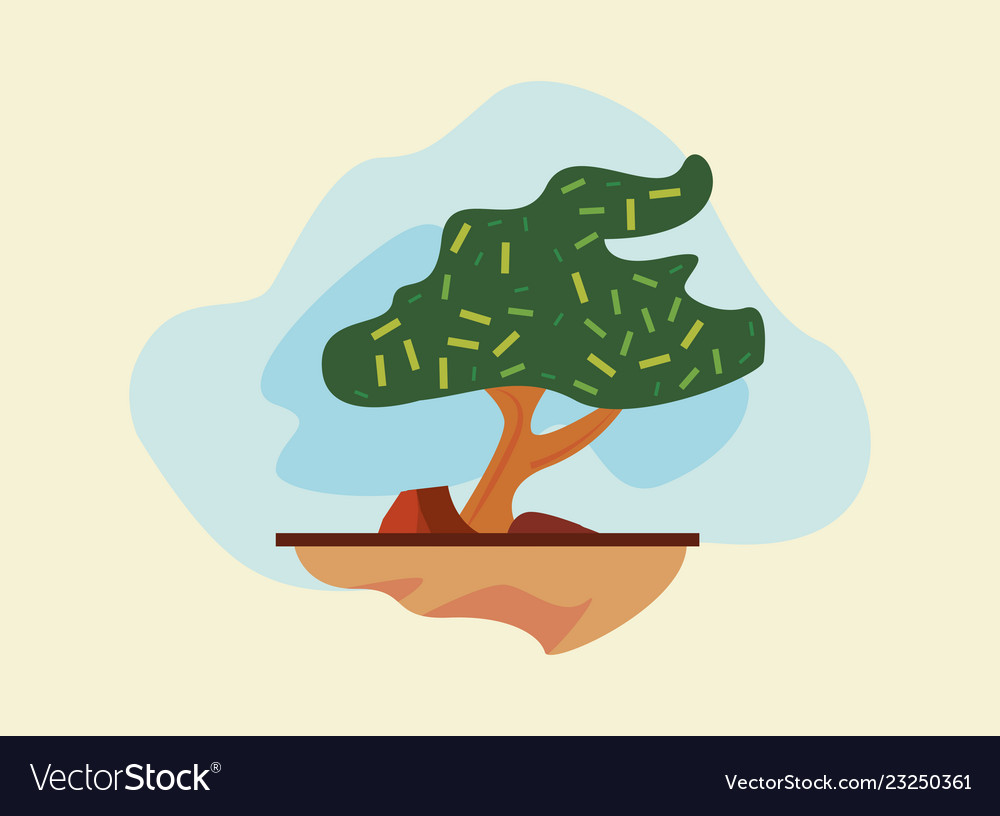 Natural Tree Stone Drawing Design Royalty Free Vector Image