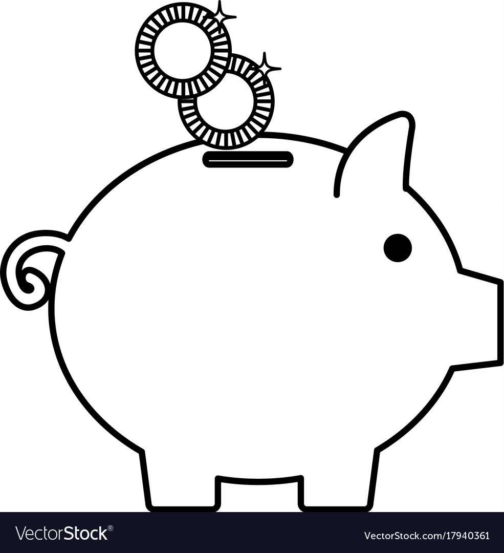 Piggy savings with coins Royalty Free Vector Image