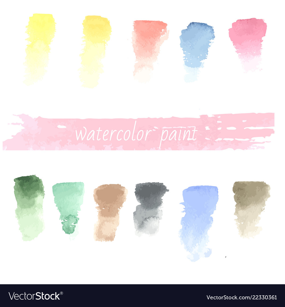 Set of watercolor hand drawn brush blobs white vector image Set of watercolor hand drawn brush blobs white