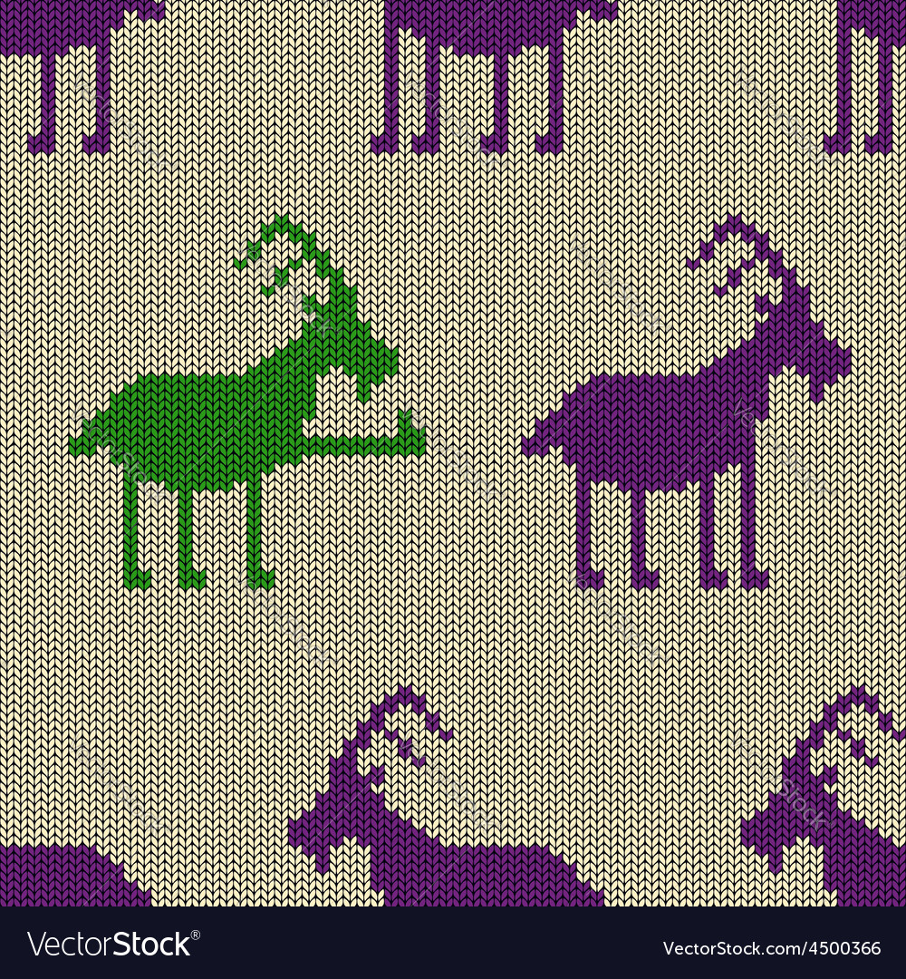 Knitted seamless pattern with goat Royalty Free Vector Image