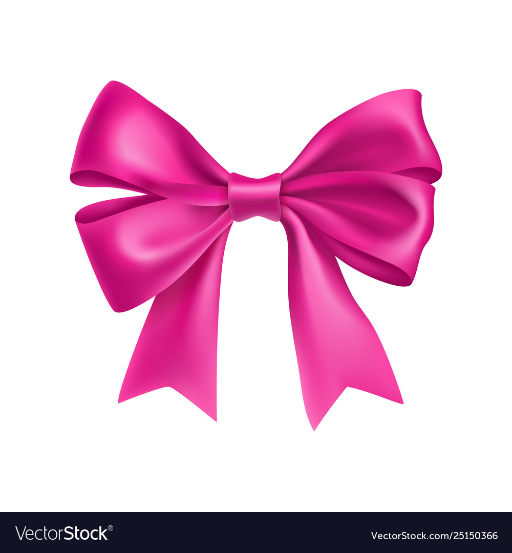 Romantic pink ribbon bow isolated on white Vector Image