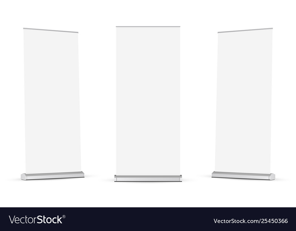 Set Roll Up Banners Mockups Isolated Royalty Free Vector