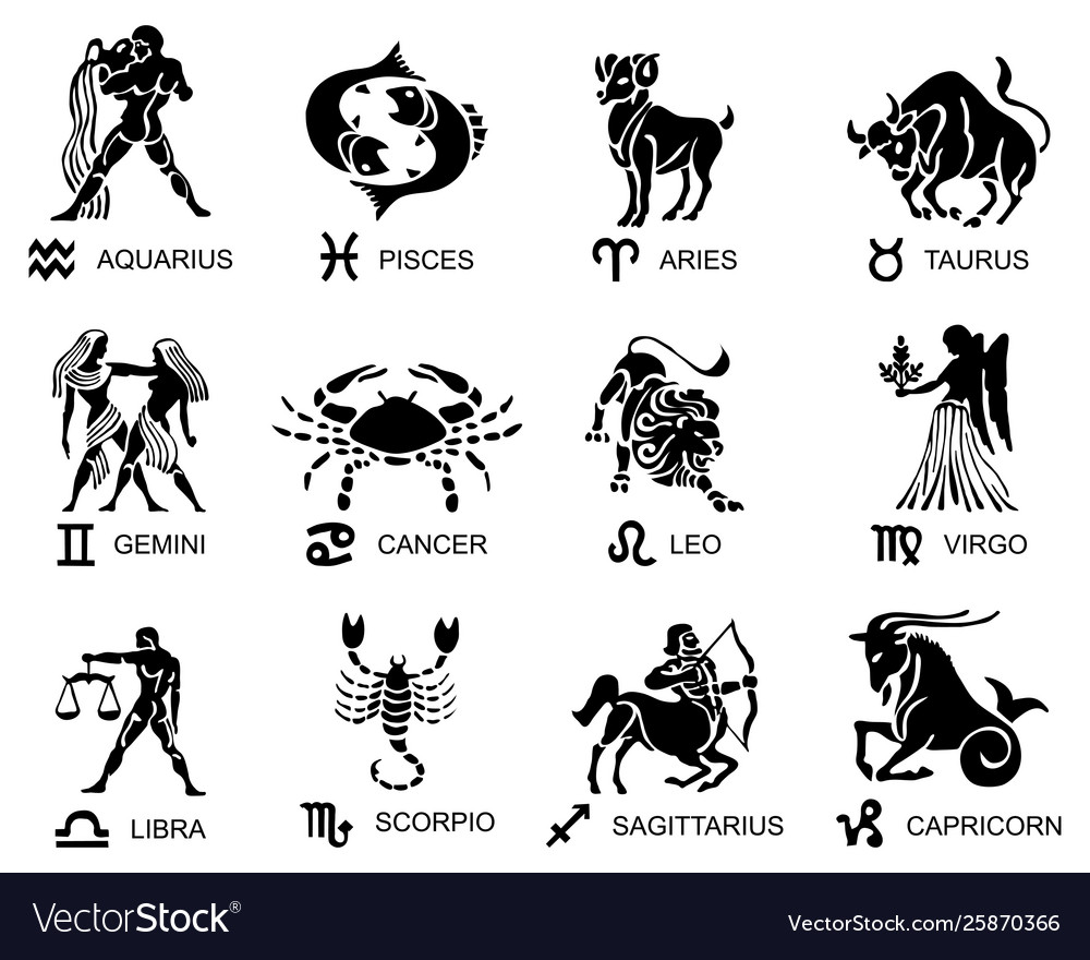 Silhouette zodiac signs Royalty Free Vector Image