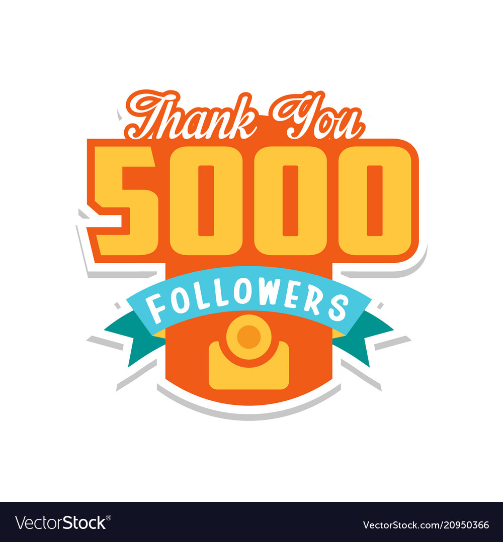 Thank you 5000 followers numbers template Vector Image